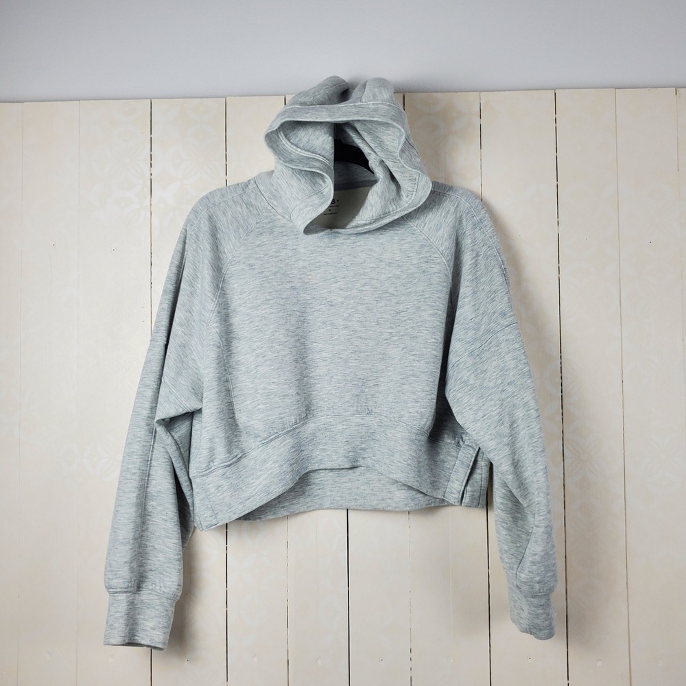 Abercrombie & Fitch YPB Grey Heather Boxy Cropped Hoodie Sweatshirt Womens M